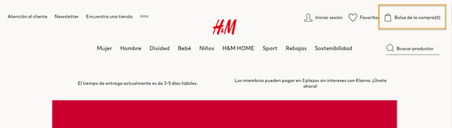 Regla 2 Usabilidad web ejemplo H&M