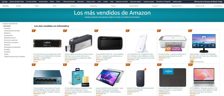 Productos más vendidos en Amazon