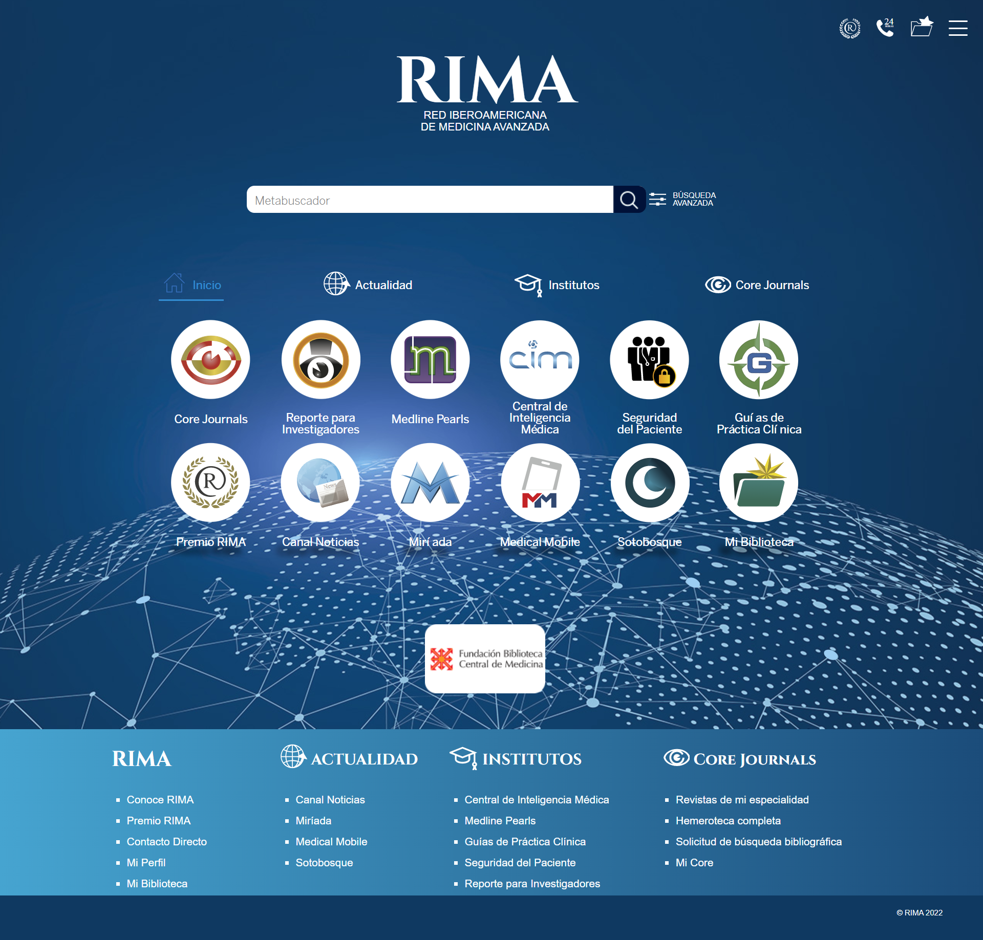 Home de la web de RIMA