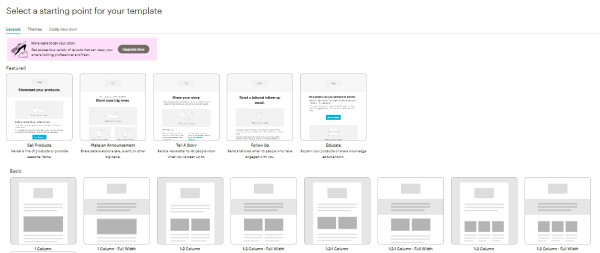 Elegir plantilla MailChimp