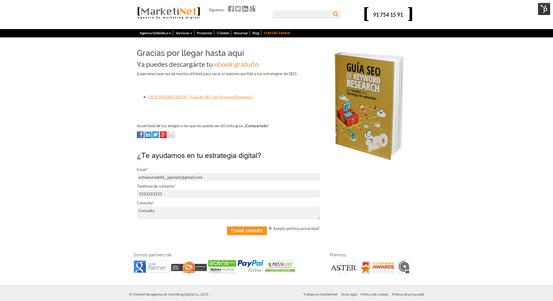 ejemplo pagina gracias