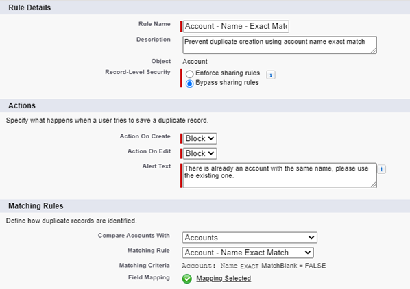 salesforce-duplicate-rule-avoid-name-by-exact