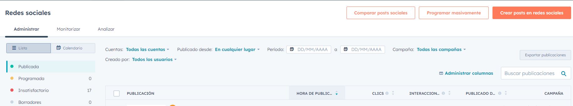 Manage social media content in Hubspot