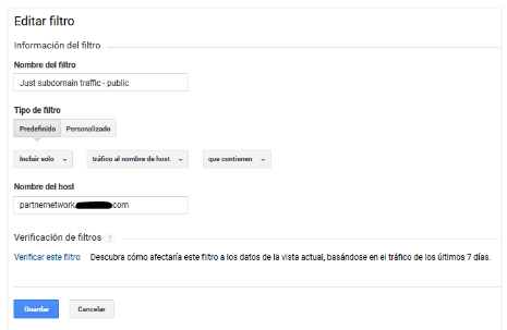 Configurar filtros para subdominios en Google analytics