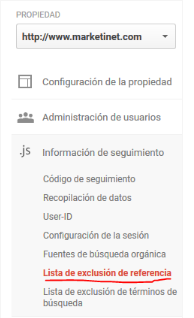 Lista de exclusión de referencia Google Analytics