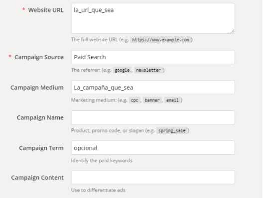 Herramienta Google Analytics URL builder