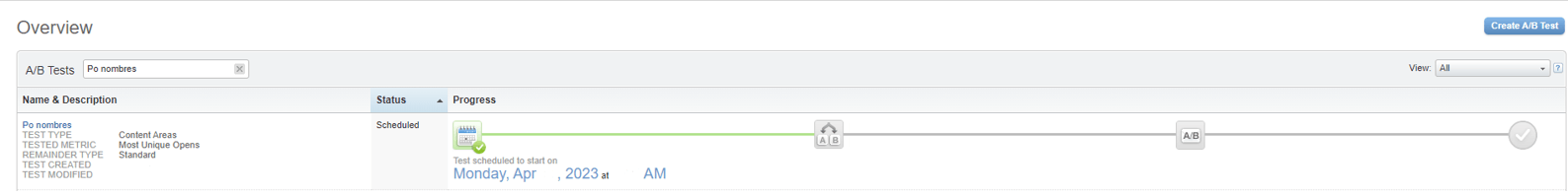 Overview view in Salesforce Marketing Cloud