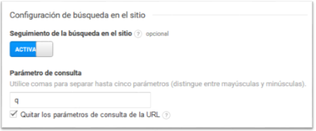 Configuración de búsqueda en el sitio