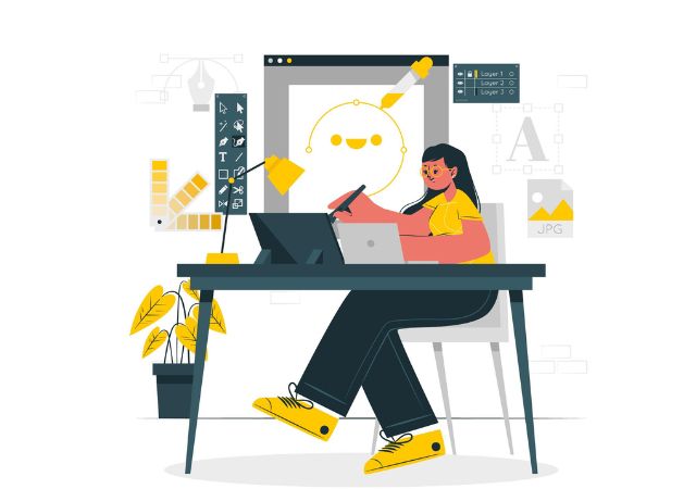 chica probando herramientas para crear infografía