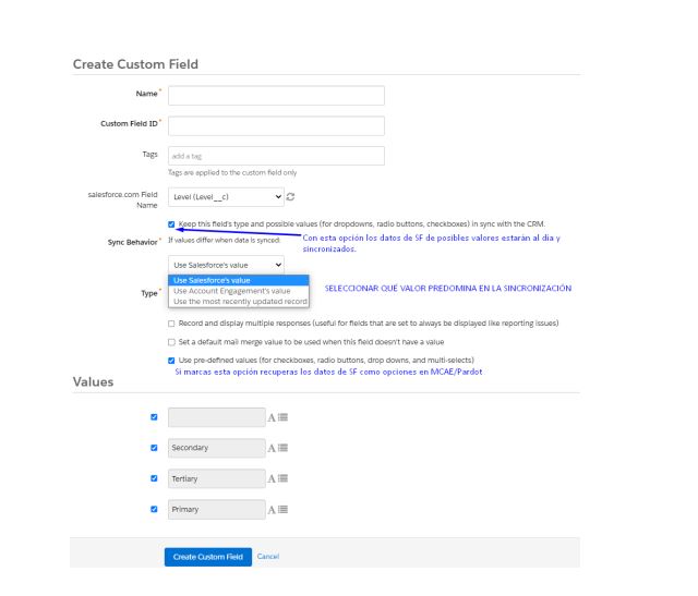 Created Custom Field Pardot