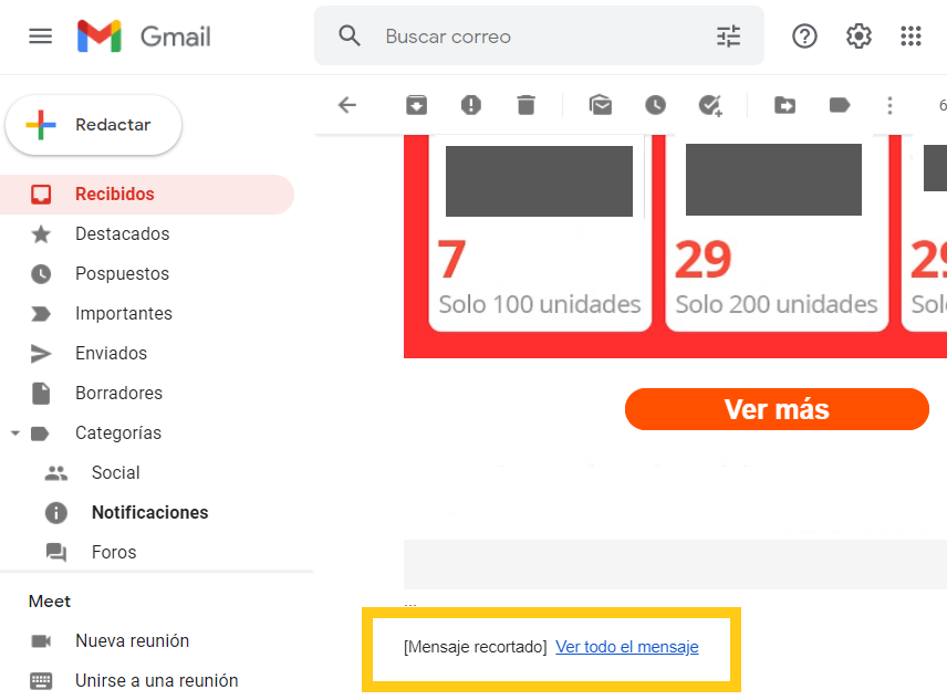 Ejemplo de Gmail Clipping