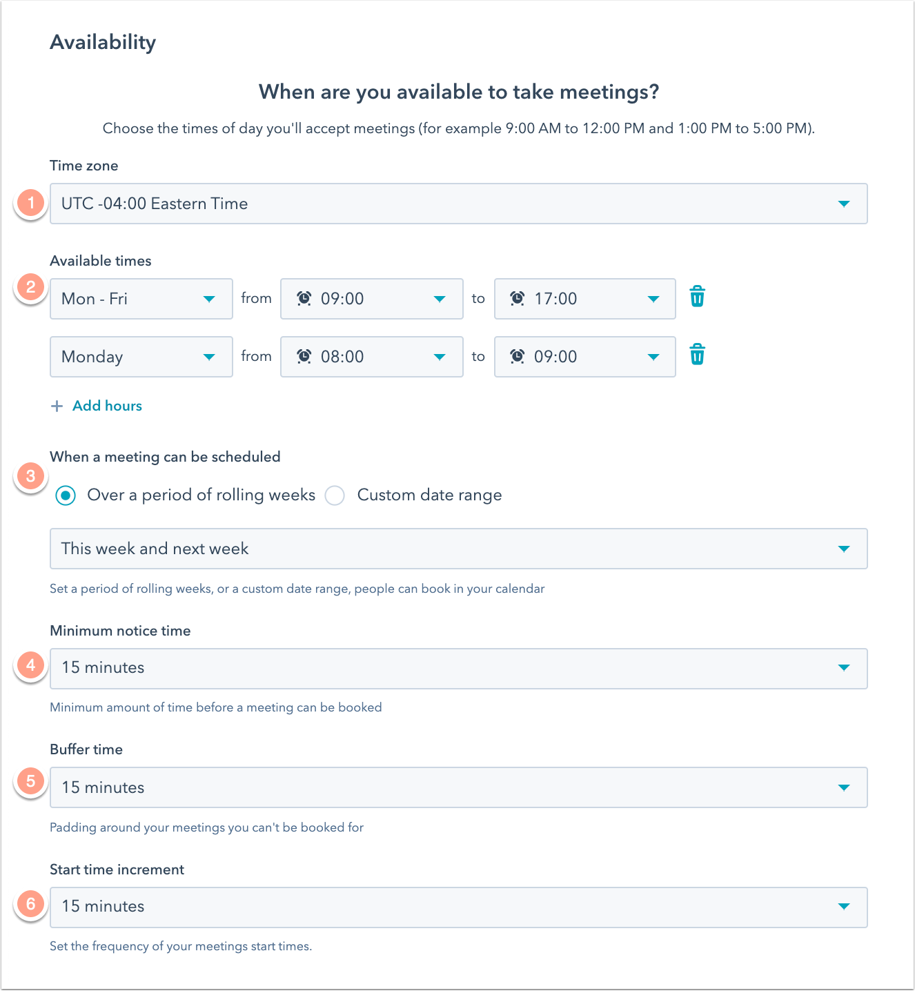 Configura tu disponibilidad con HubSpot