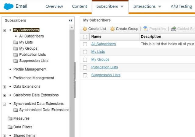 Lista de Marketing Cloud de todos suscriptores