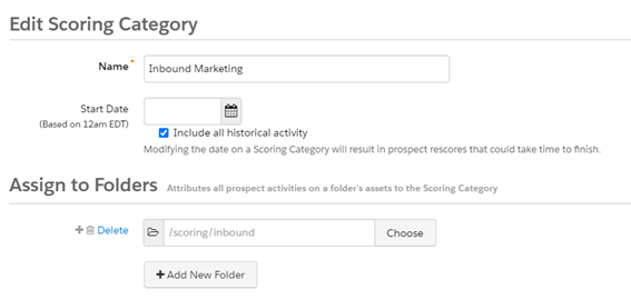 Añadir scoring category en Pardot