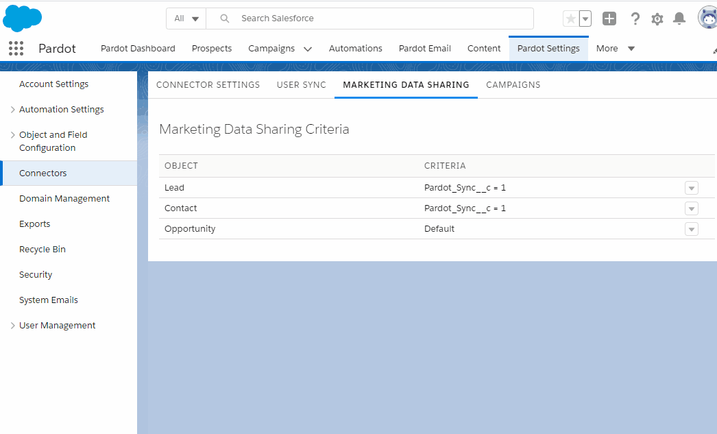 Configure synchronization rule in Pardot