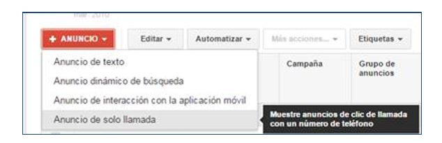 Anuncio de solo llamada