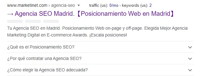 Ejemplo de Rich Snippets o fragmentos enriquecidos