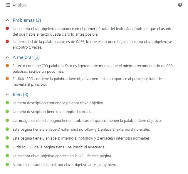 Análisis Yoast SEO