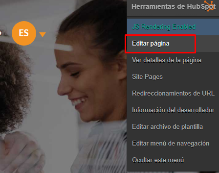 editar pagina hubspot