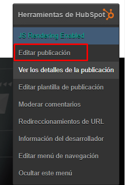 editar publicacion hubspot