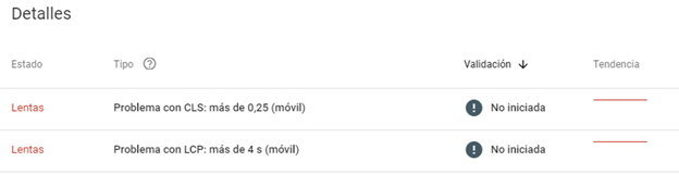informe core web vitals search console