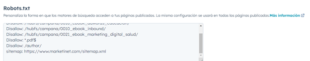 Configurar robots.txt en Husbpot