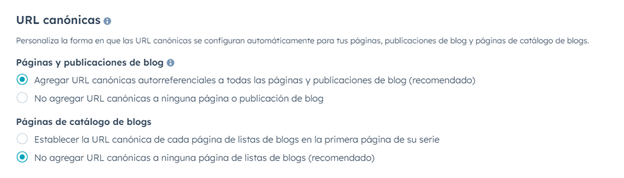 urls canonicas en Hubspot