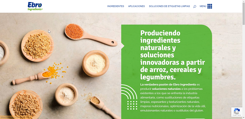 Ejemplo de botones hamburguesas en Ebro Ingredients