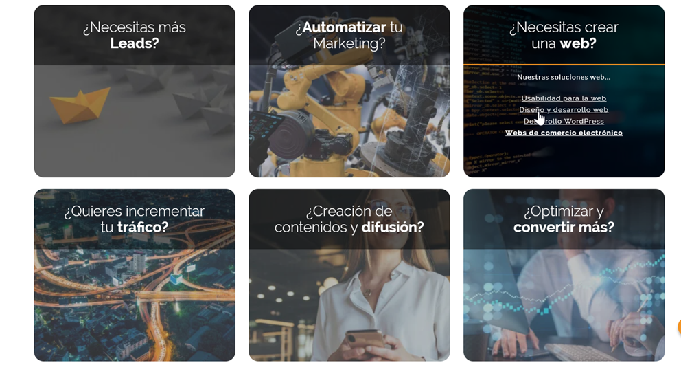 Ejemplo de botones de texto en MarketiNet