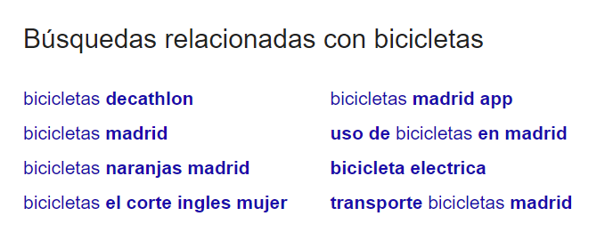 Búsquedas relacionadas de Google