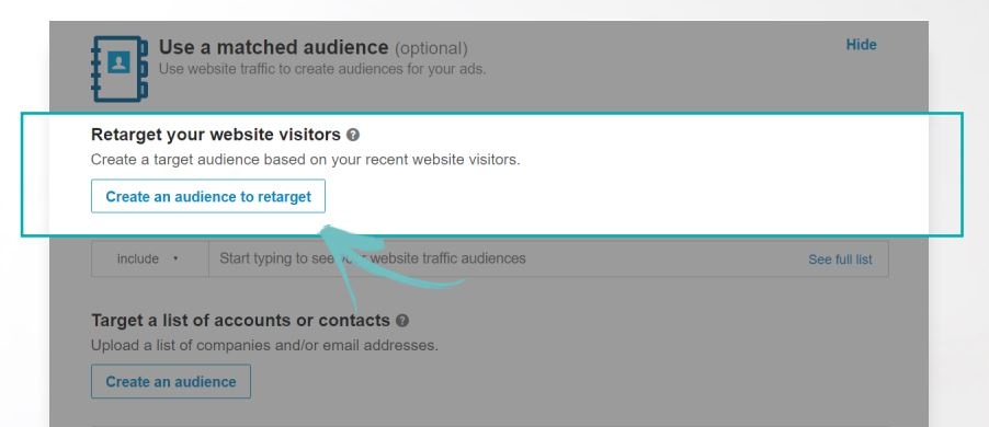 Crear audiencia específica para Remarketing LinkedIn