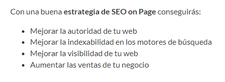 ejemplo de bullet points
