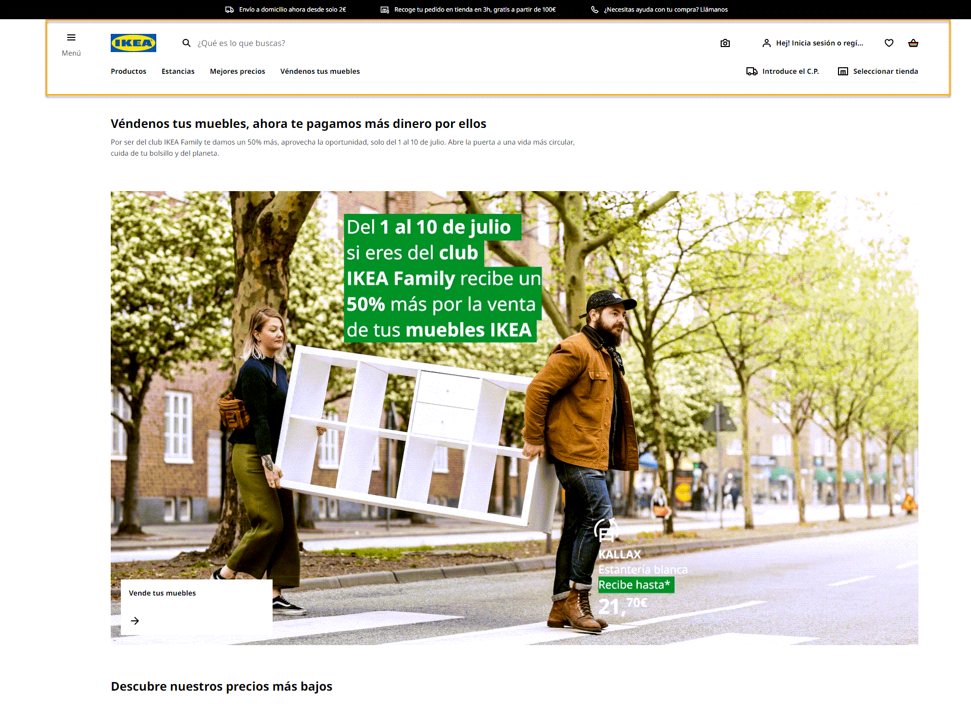Regla 7 Usabilidad web ejemplo Ikea