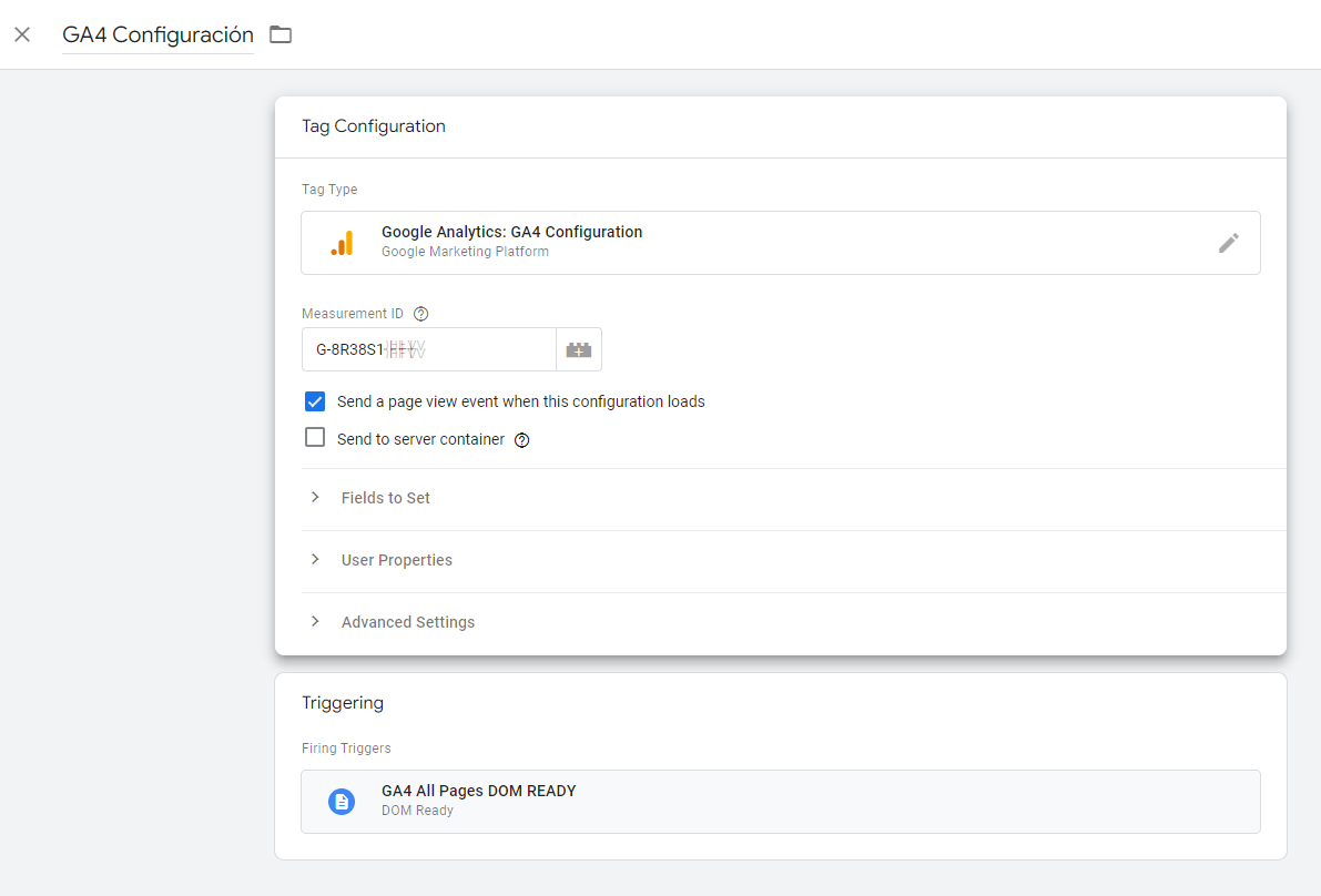 instalación google analytics 4 en google tag  manager