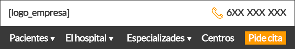 Menú superior en diseño web de hospitales