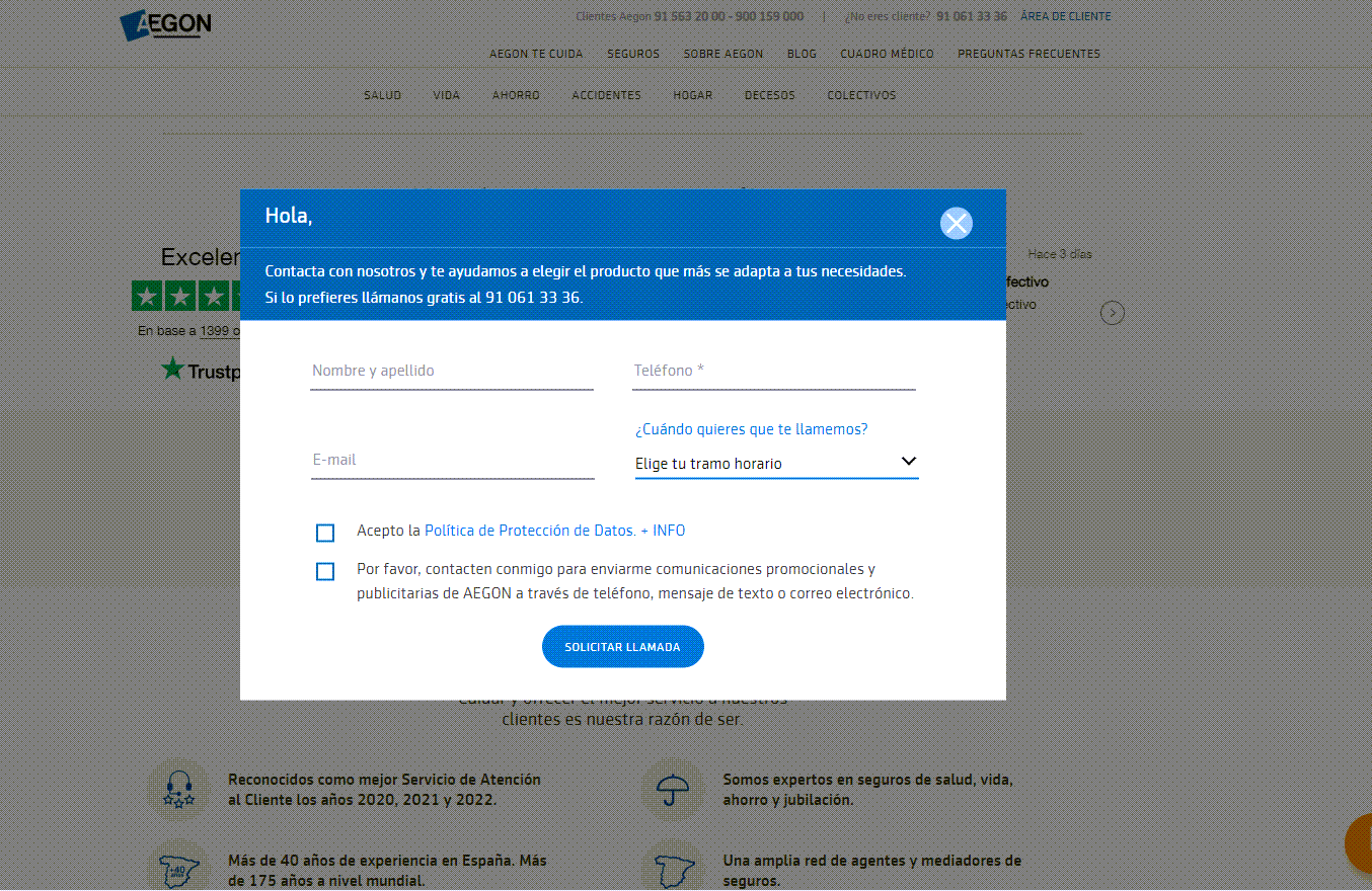 Regla 7 Usabilidad web ejemplo Pop up