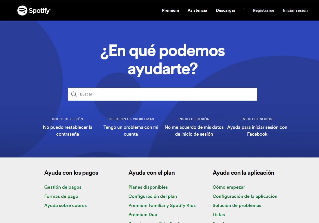 Regla 10 de Usabilidad web ejemplo de Spotify
