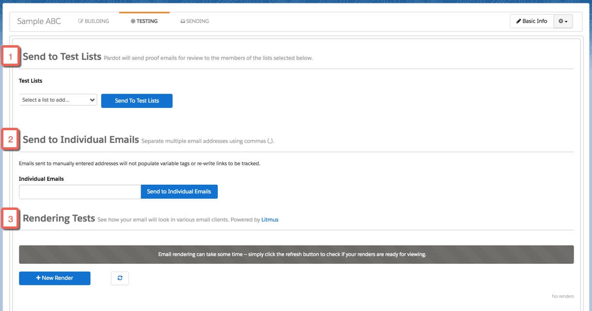 3 types of test in Pardot/MCAE
