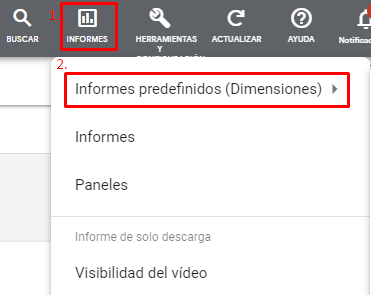 Pestaña informes de Google Ads