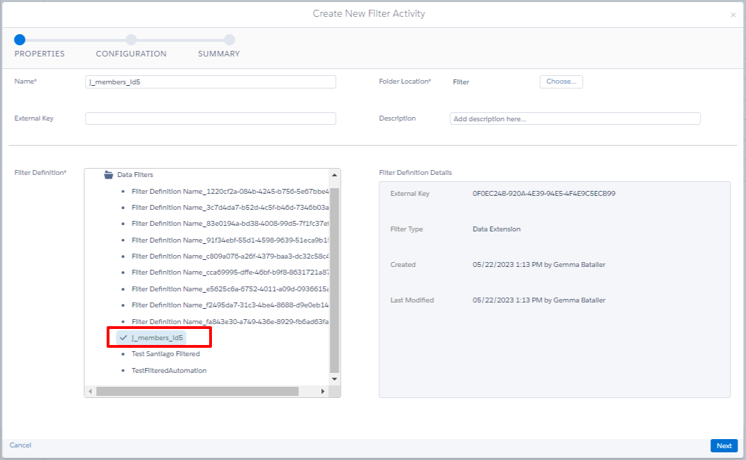 Crear una actividad del tipo “Filter”
