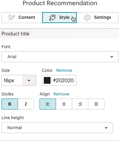 Bloque de Product Recommendation Style