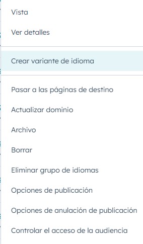 Seleccionar variante de idioma en Hubspot